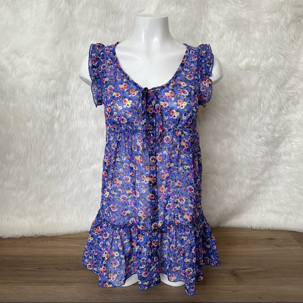 royal blue floral babydoll dress